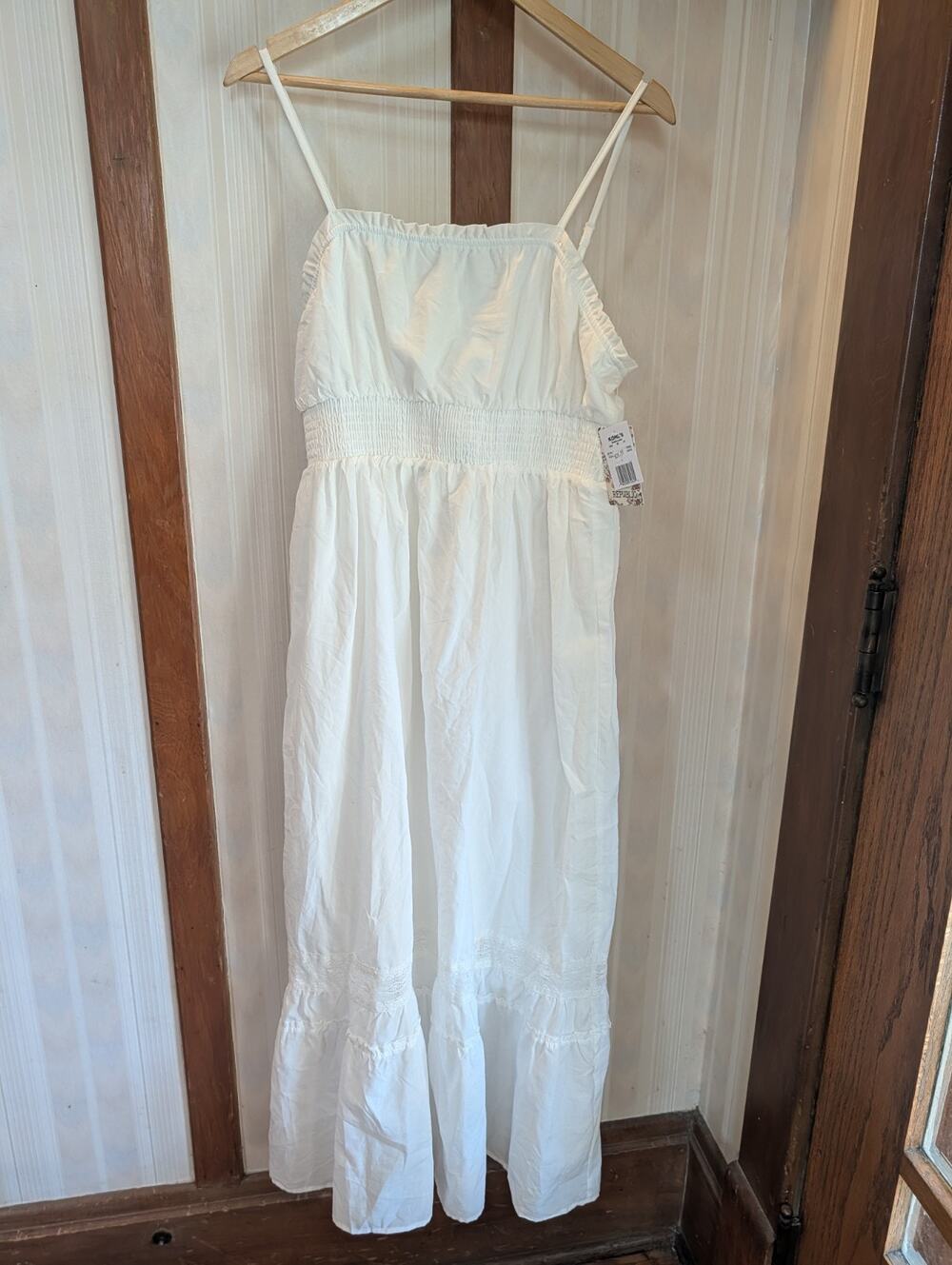 NWT White Sundress White Lined Dress Women's Large $30 Eyelet